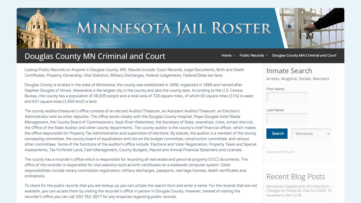 Douglas County MN Criminal and Court | Jail Roster Search